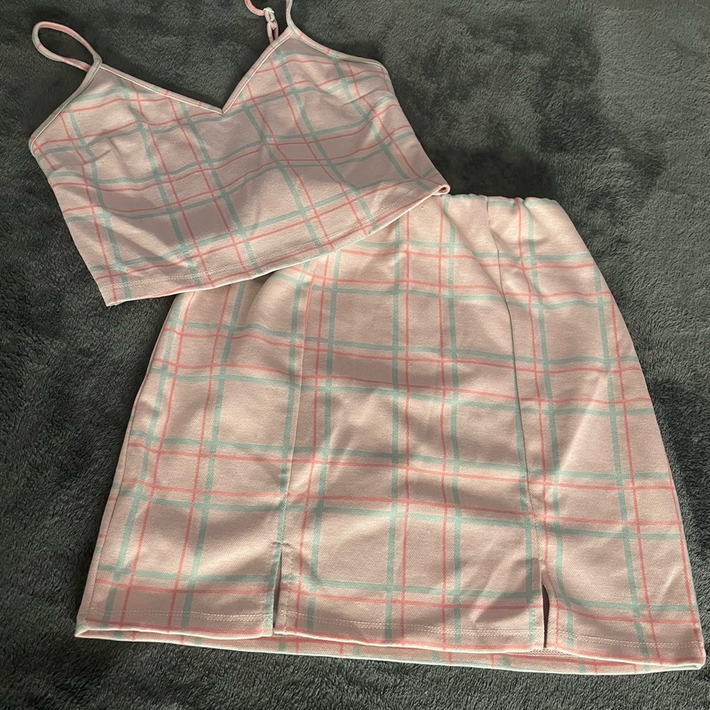 Plaid Pink and Green Women's Skirt